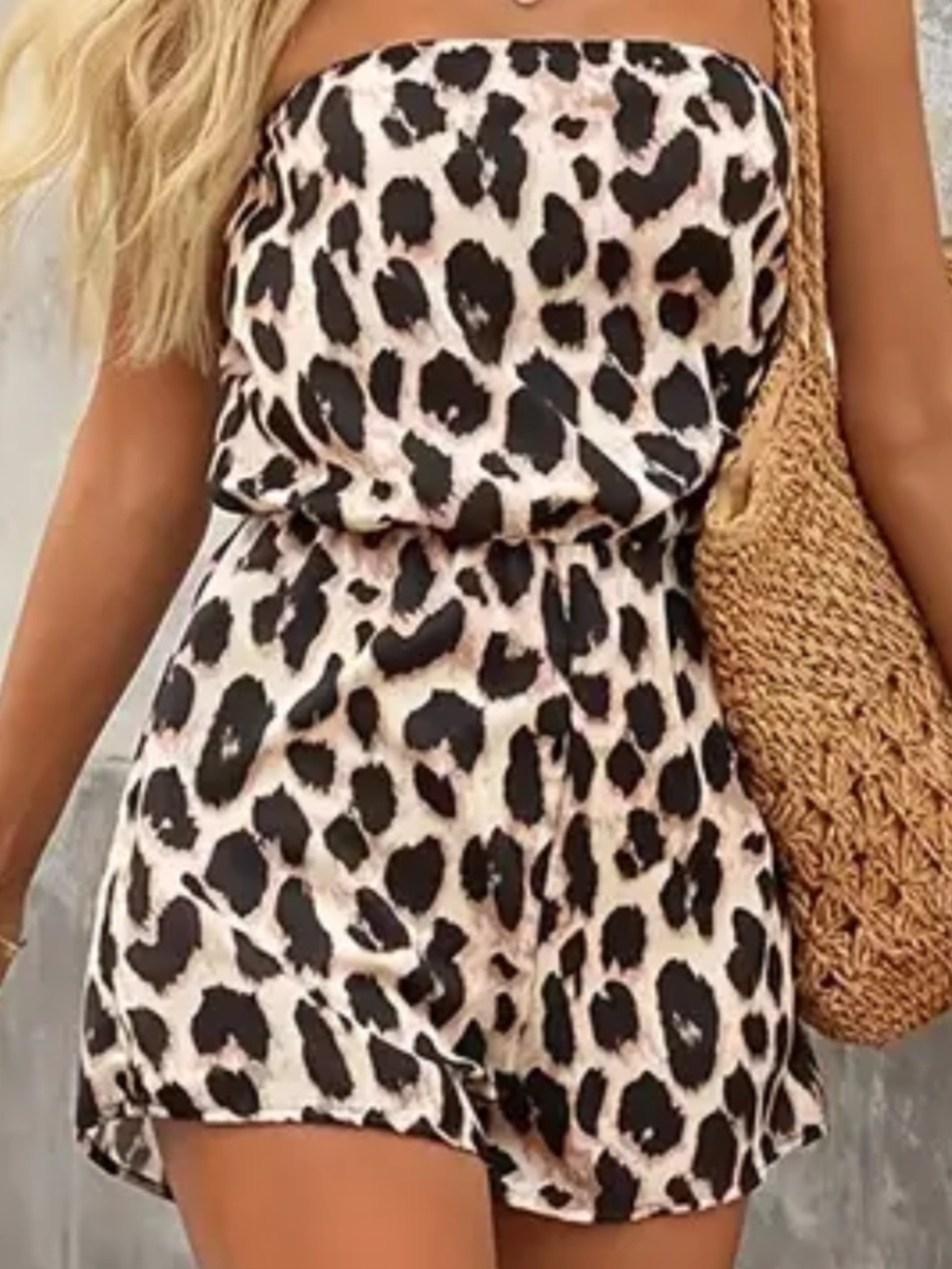Strapless Leopard print romper size S/M